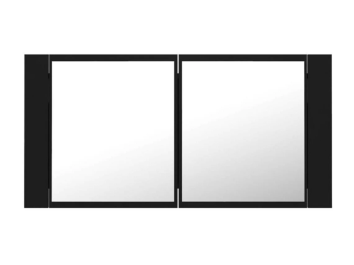 Armoire de salle de bain à miroir à LED Noir 90x12x45