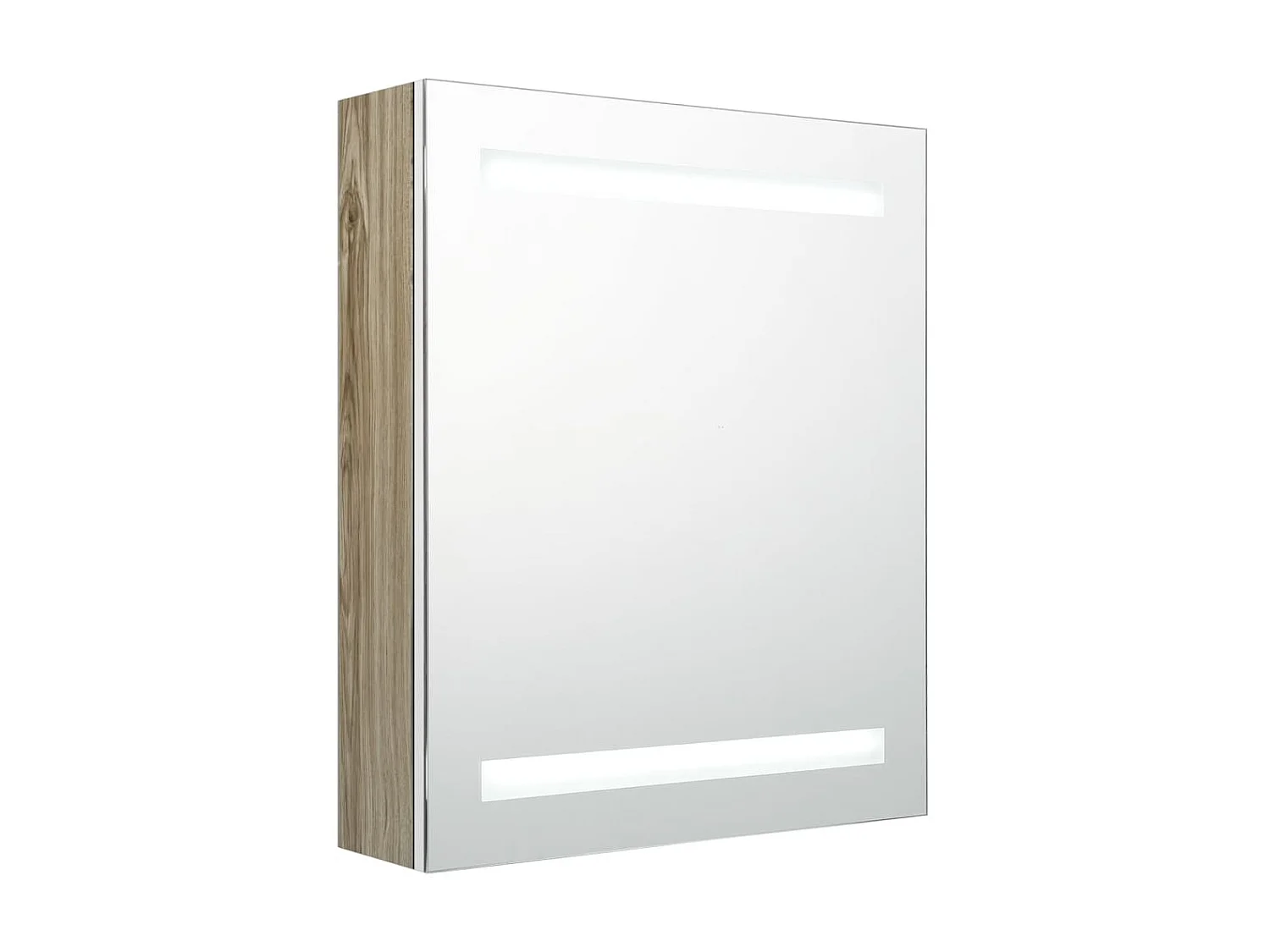 Armoire de salle de bain à miroir LED Blanc et chêne 50x14x60