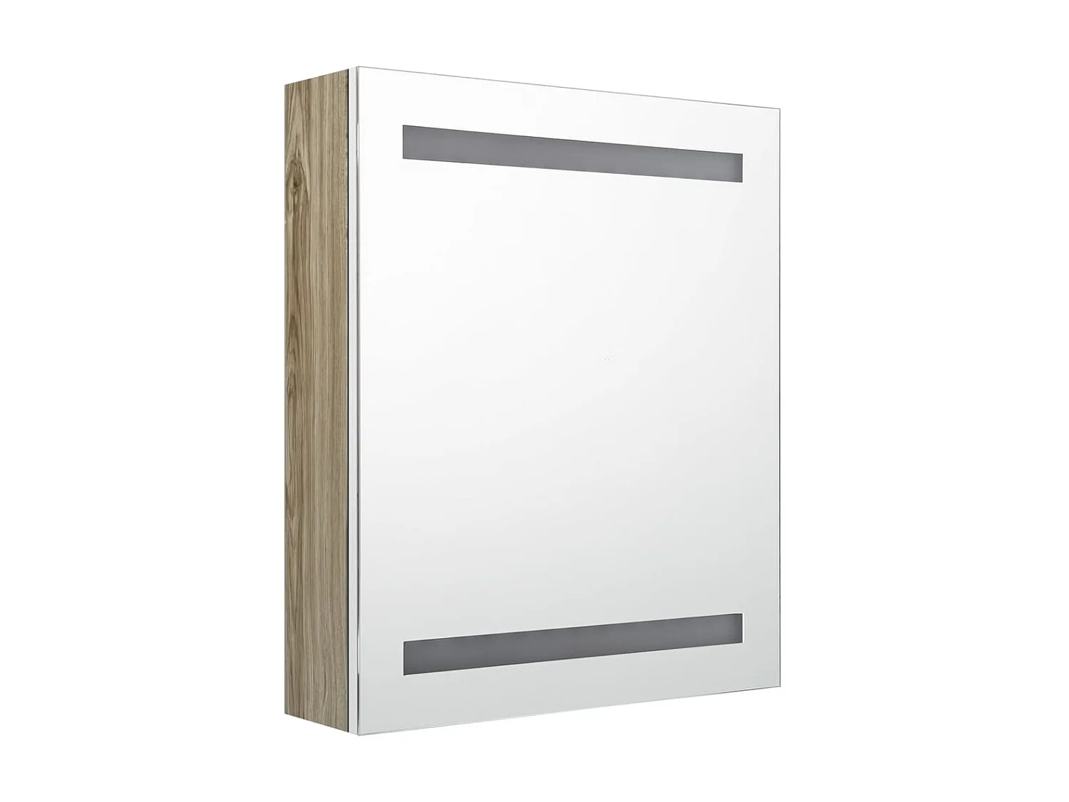 Armoire de salle de bain à miroir LED Blanc et chêne 50x14x60