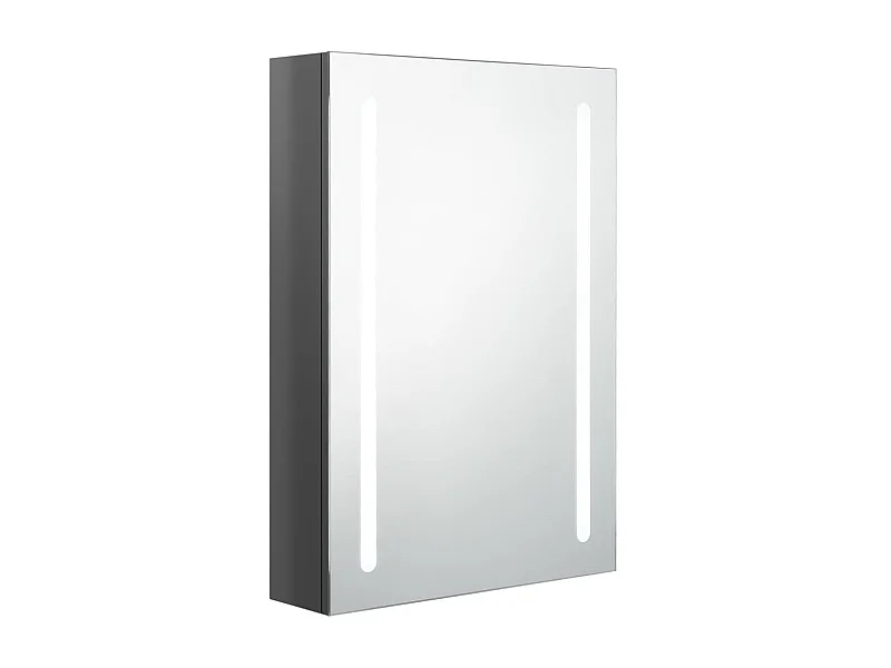 Armoire de salle de bain à miroir LED Gris brillant 50x13x70