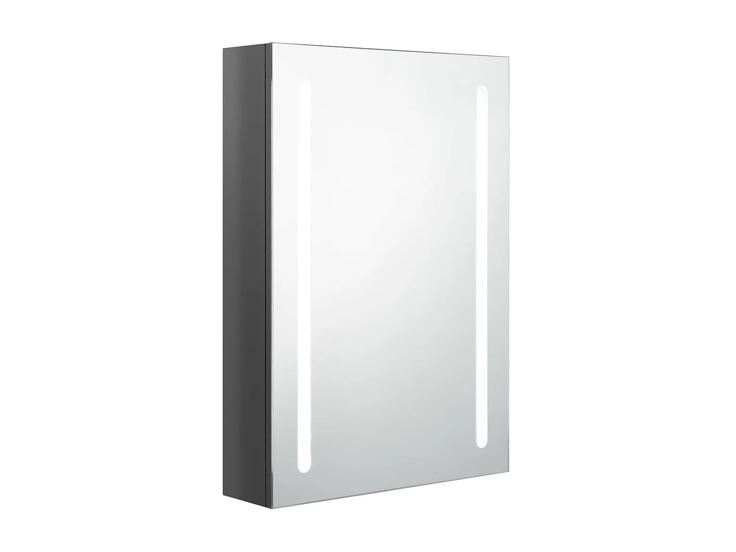 Armoire de salle de bain à miroir LED Gris brillant 50x13x70