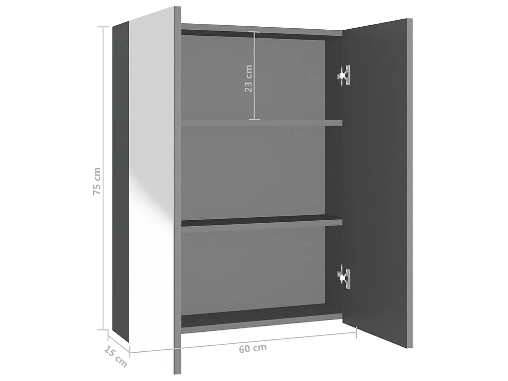 Armoire à miroir de salle de bain 60x15x75 MDF Anthracite
