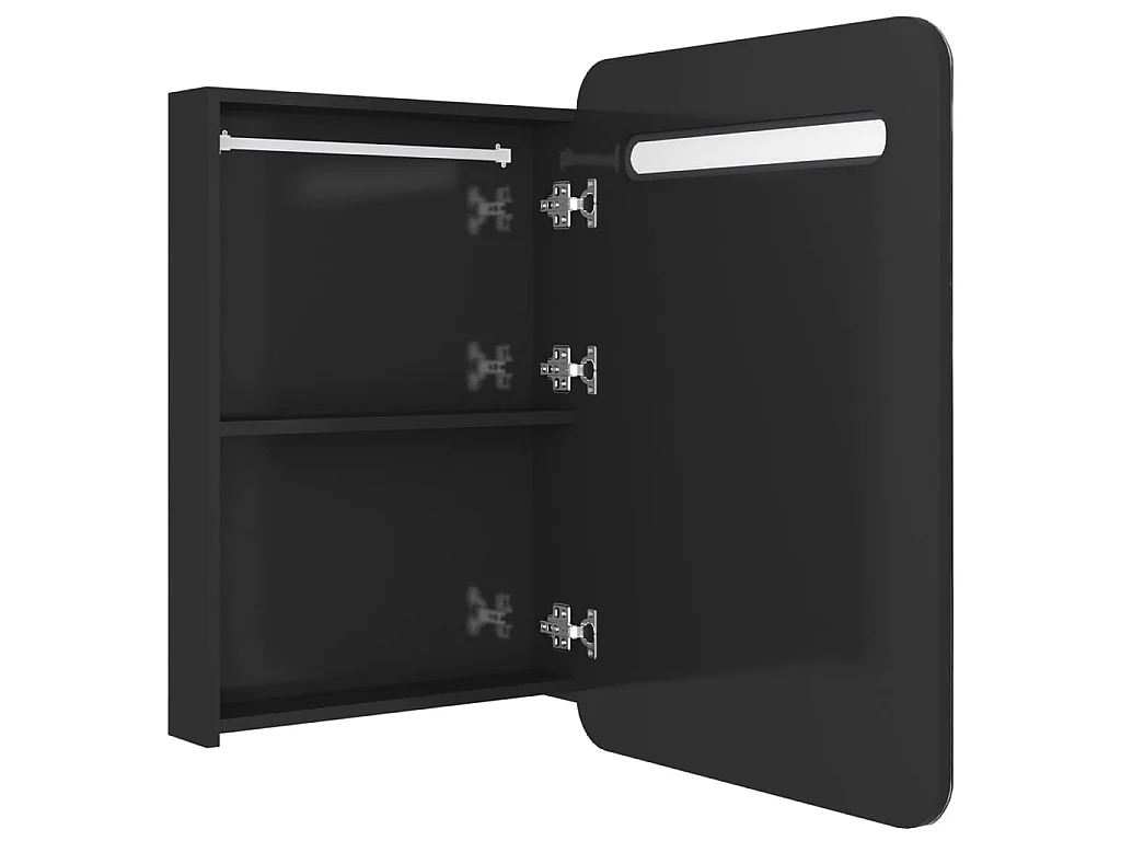 Armoire de salle de bain à miroir LED Noir brillant 60x11x80