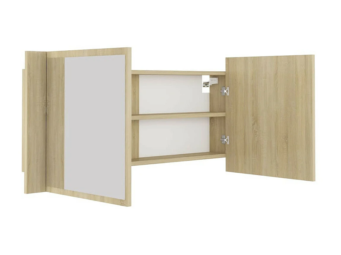 Armoire à miroir à LED de bain Chêne sonoma 100x12x45