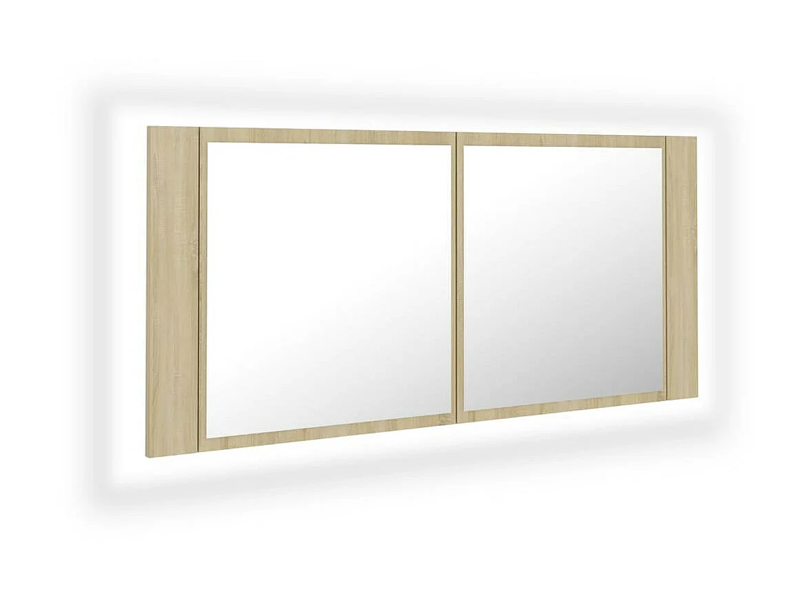 Armoire à miroir à LED de bain Chêne sonoma 100x12x45