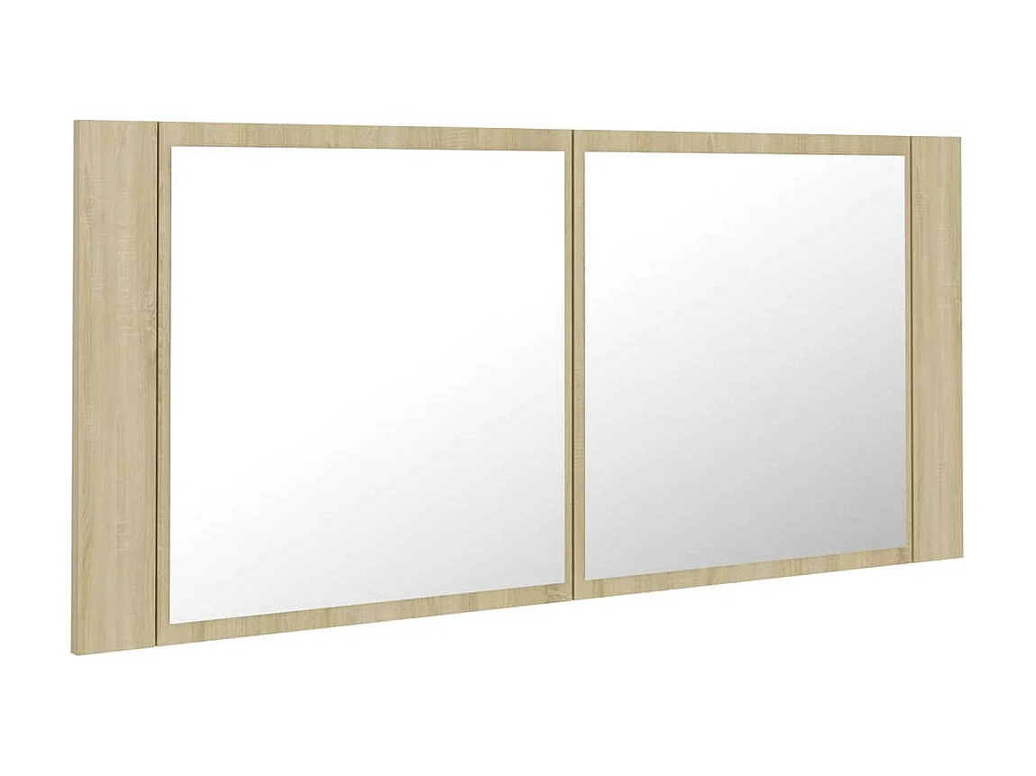 Armoire à miroir à LED de bain Chêne sonoma 100x12x45