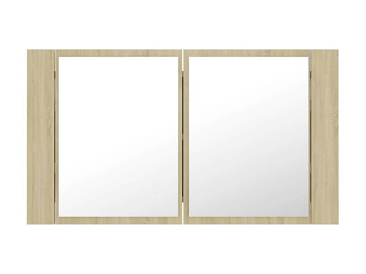 Armoire de salle de bain à miroir à LED Chêne sonoma 80x12x45