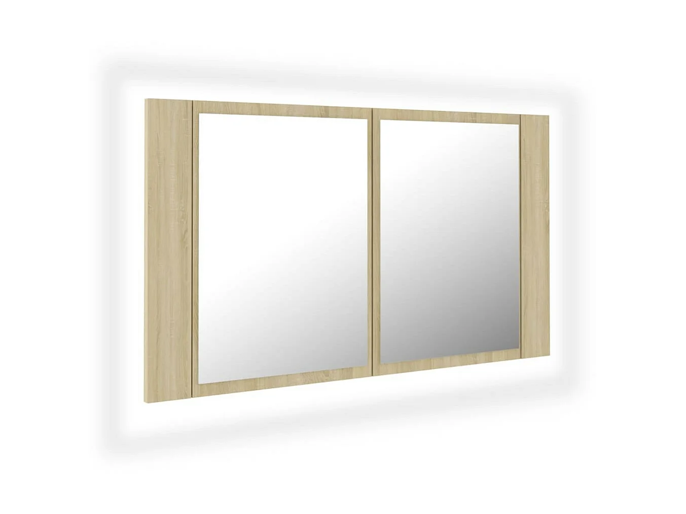 Armoire de salle de bain à miroir à LED Chêne sonoma 80x12x45