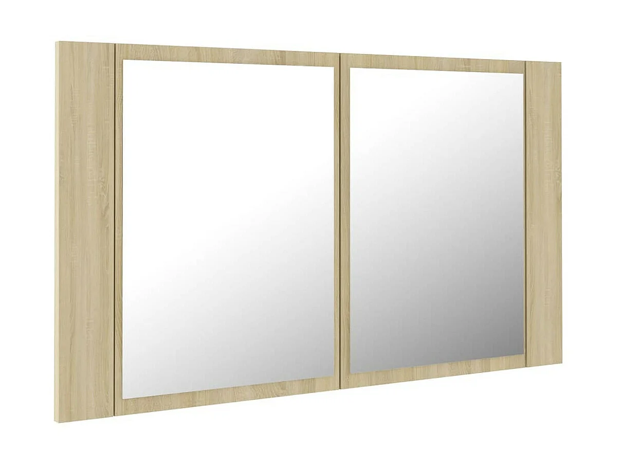 Armoire de salle de bain à miroir à LED Chêne sonoma 80x12x45