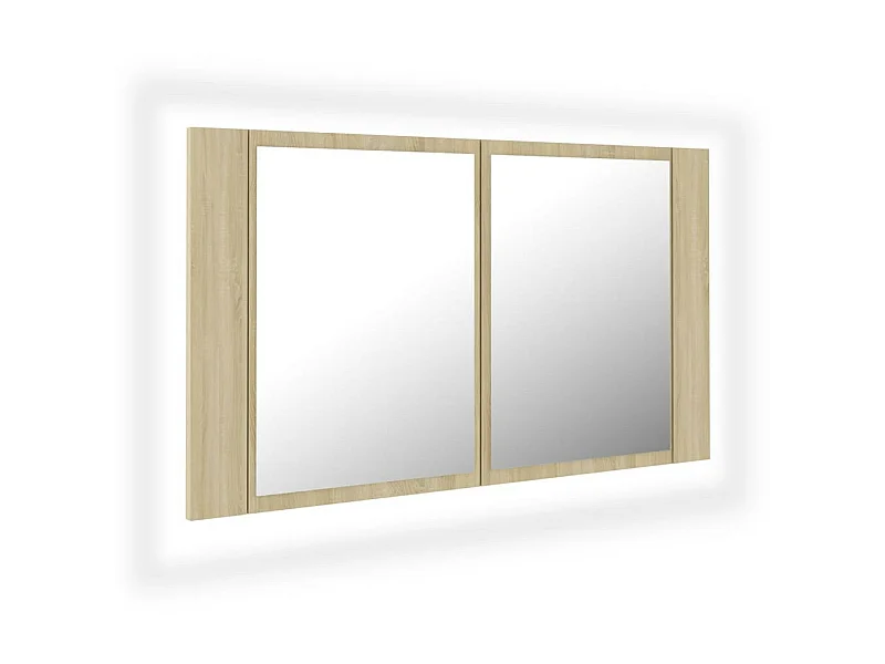 Armoire de salle de bain à miroir à LED Chêne sonoma 80x12x45