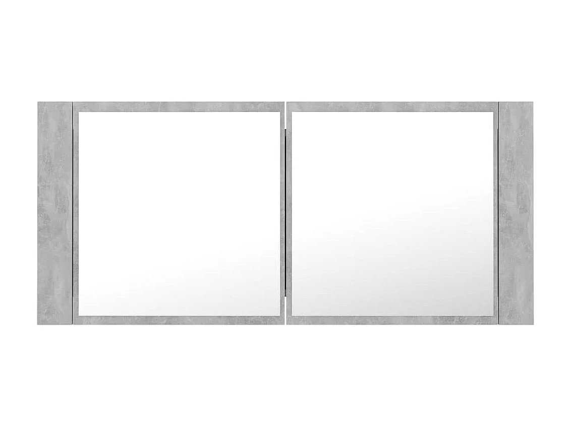 Armoire de salle de bain à miroir LED Gris béton 100x12x45