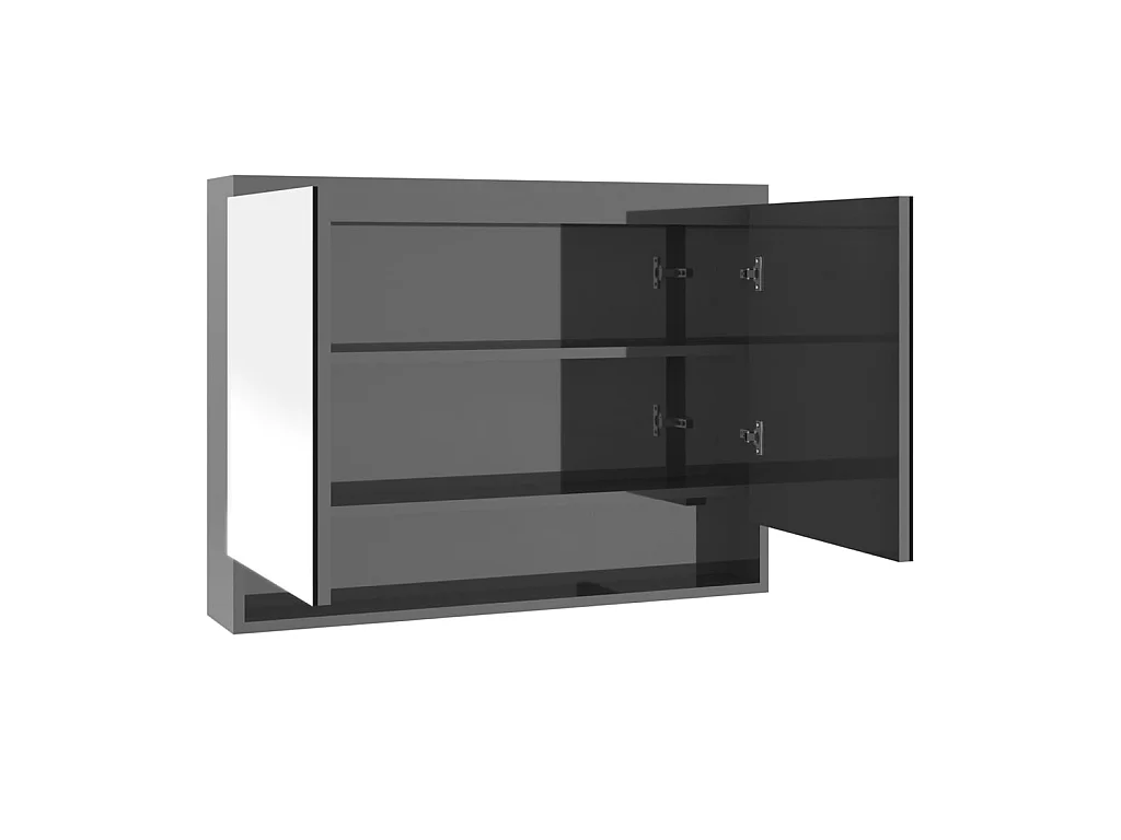 Armoire à miroir de salle de bain 80x15x60 MDF Gris brillant