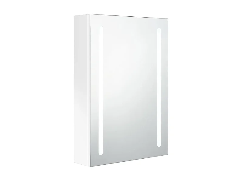 Armoire de salle de bain à miroir LED Blanc brillant 50x13x70 2