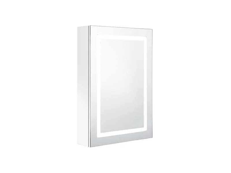 Armoire de salle de bain à miroir LED Blanc brillant 50x13x70