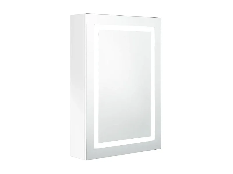 Armoire de salle de bain à miroir LED Blanc brillant 50x13x70