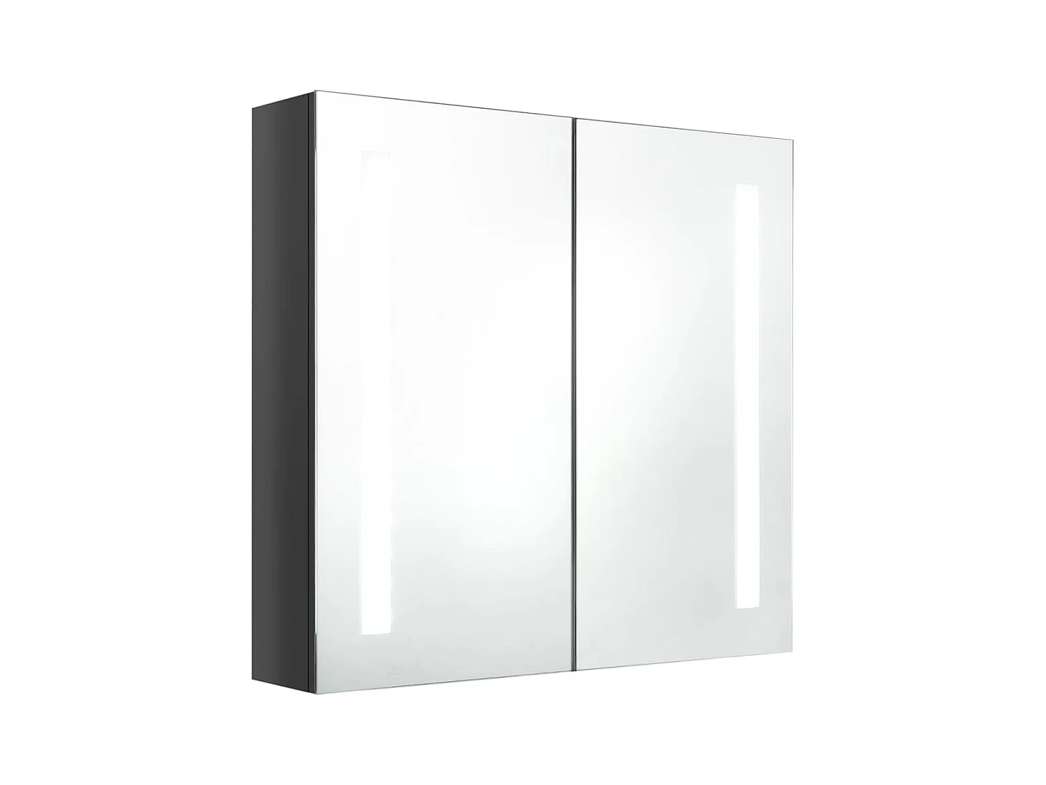 Armoire de salle de bain à miroir LED Gris brillant 62x14x60