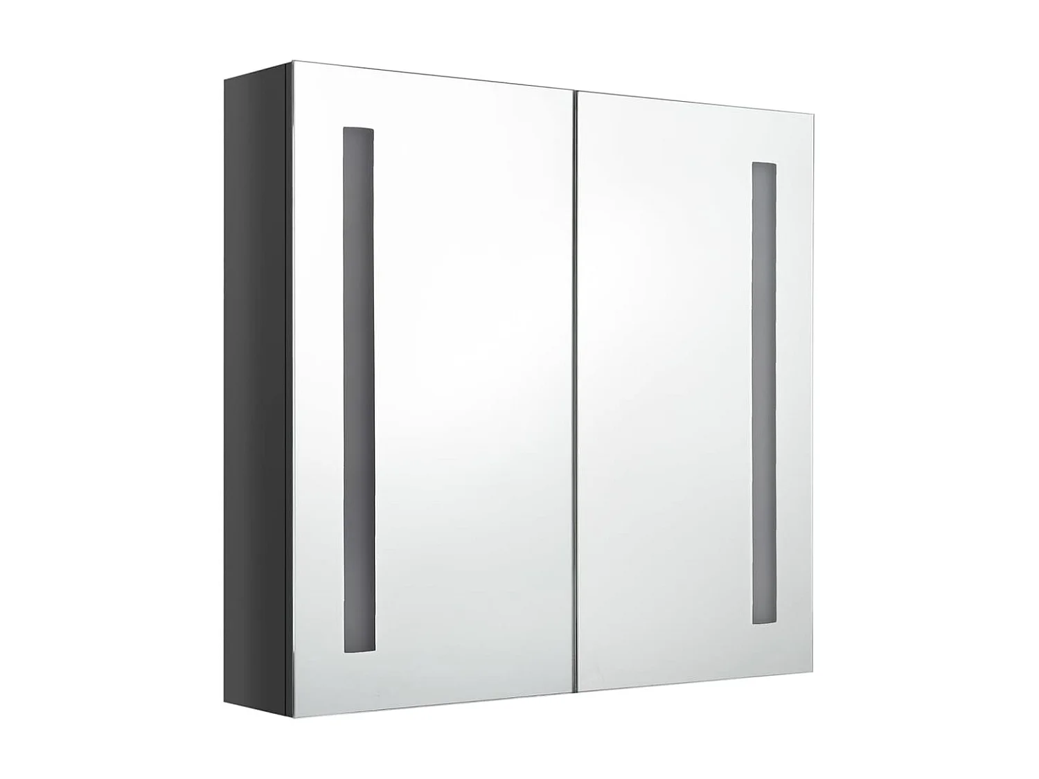 Armoire de salle de bain à miroir LED Gris brillant 62x14x60