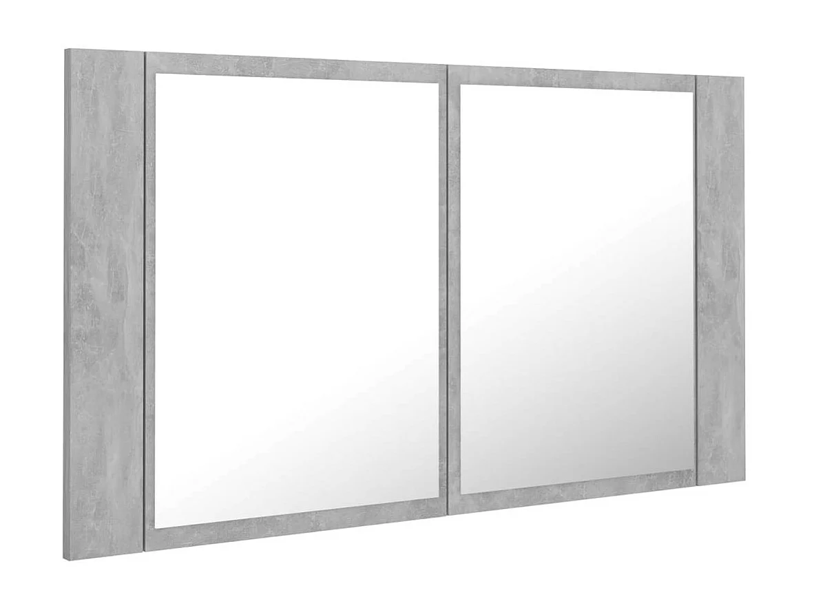 Armoire de salle de bain à miroir à LED Gris béton 80x12x45