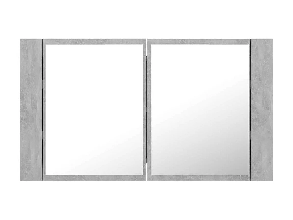Armoire de salle de bain à miroir à LED Gris béton 80x12x45