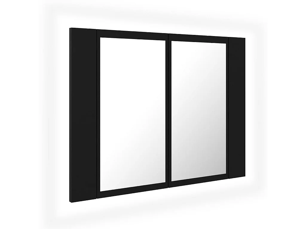 Armoire de salle de bain à miroir à LED Noir 60x12x45