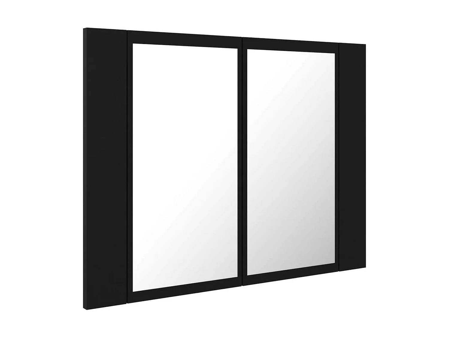 Armoire de salle de bain à miroir à LED Noir 60x12x45