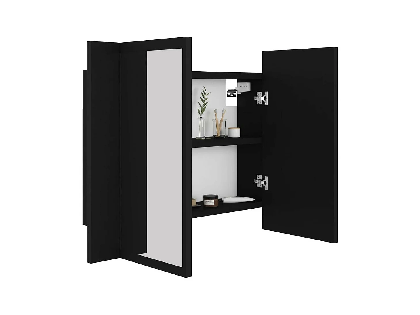 Armoire de salle de bain à miroir à LED Noir 60x12x45