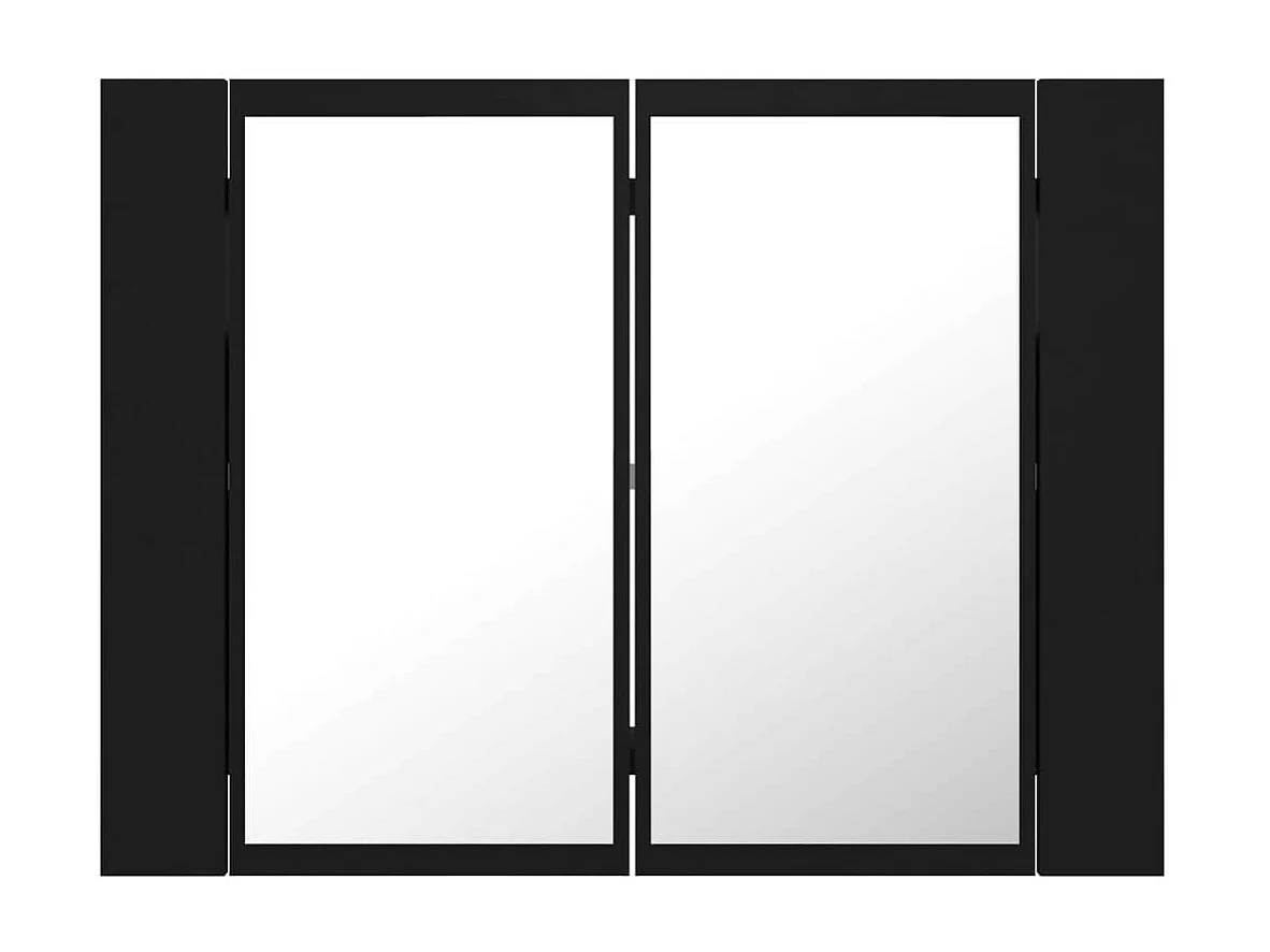 Armoire de salle de bain à miroir à LED Noir 60x12x45