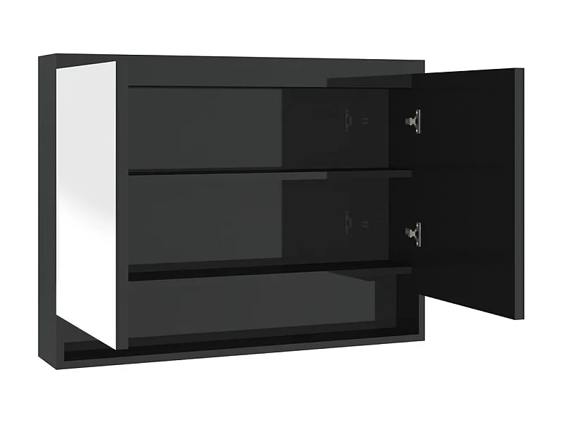 Armoire à miroir de salle de bain 80x15x60 MDF Noir brillant