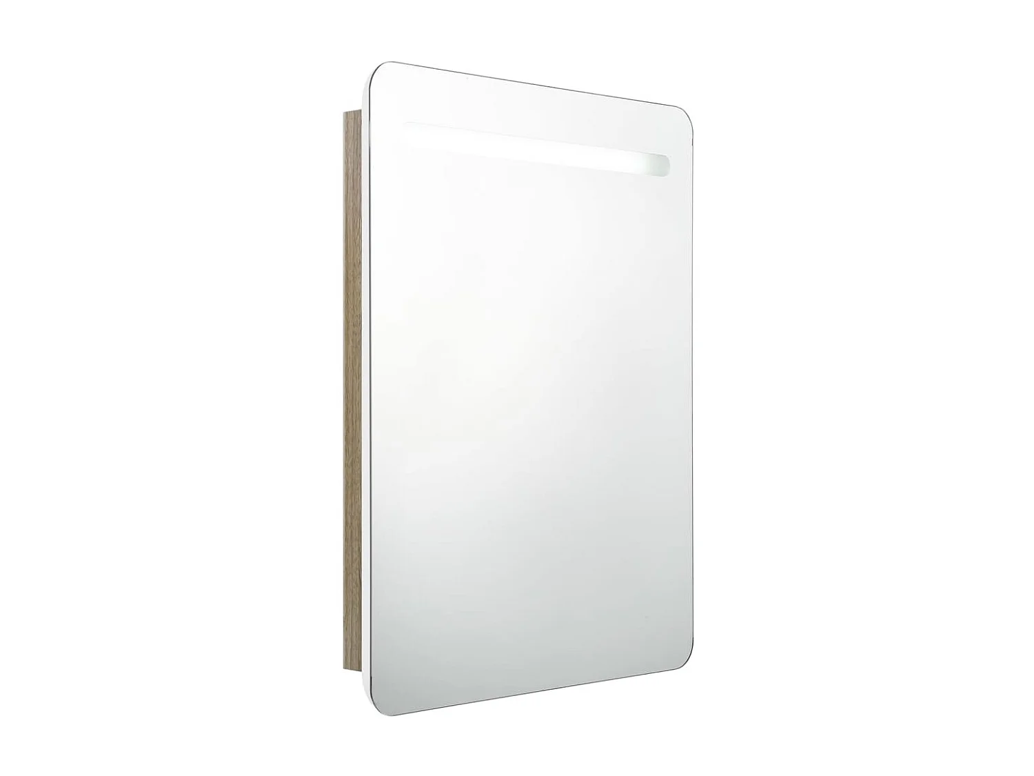 Armoire de salle de bain à miroir LED Blanc et chêne 60x11x80