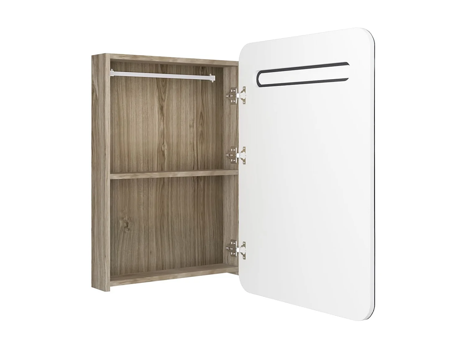 Armoire de salle de bain à miroir LED Blanc et chêne 60x11x80