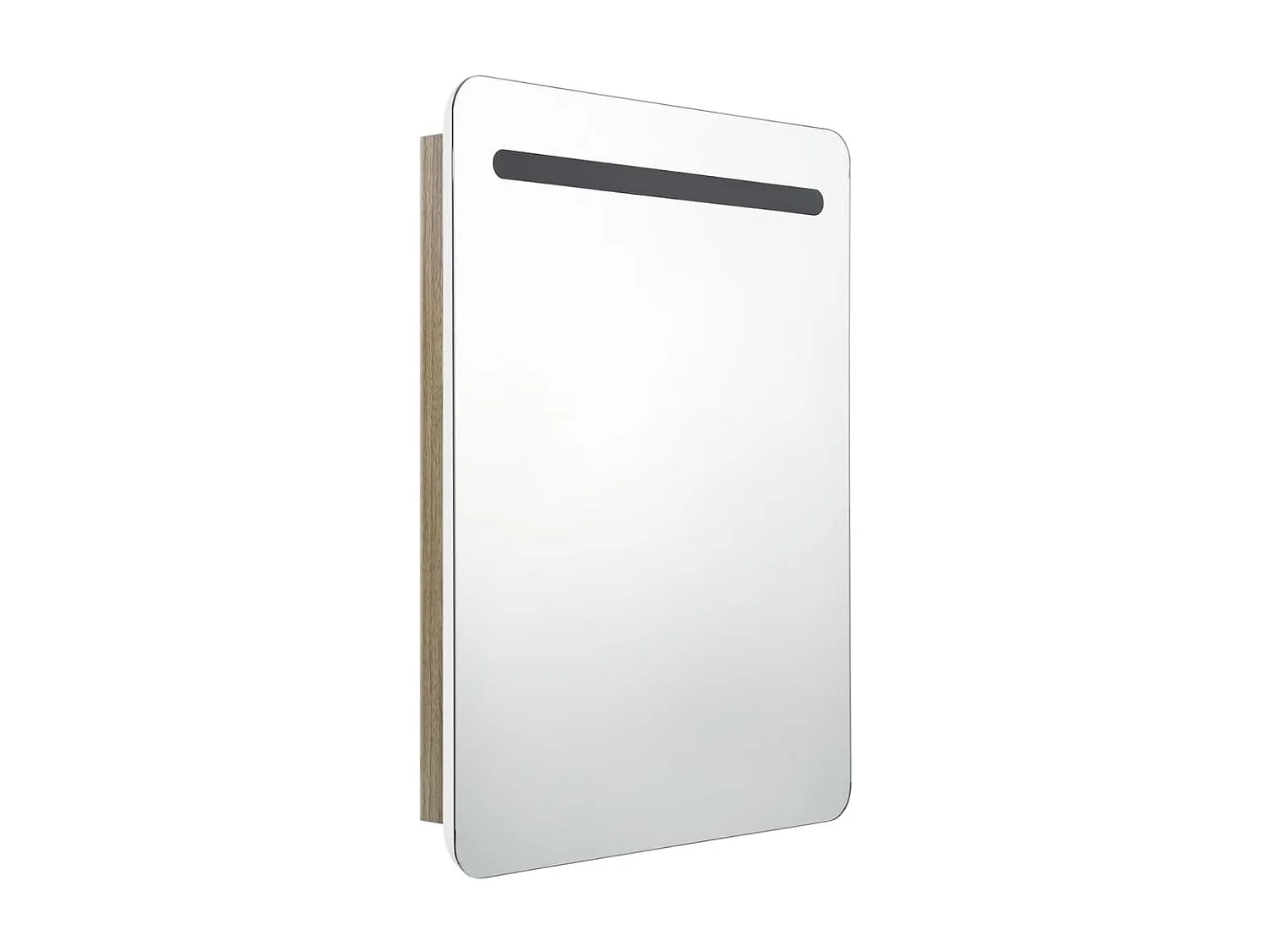 Armoire de salle de bain à miroir LED Blanc et chêne 60x11x80