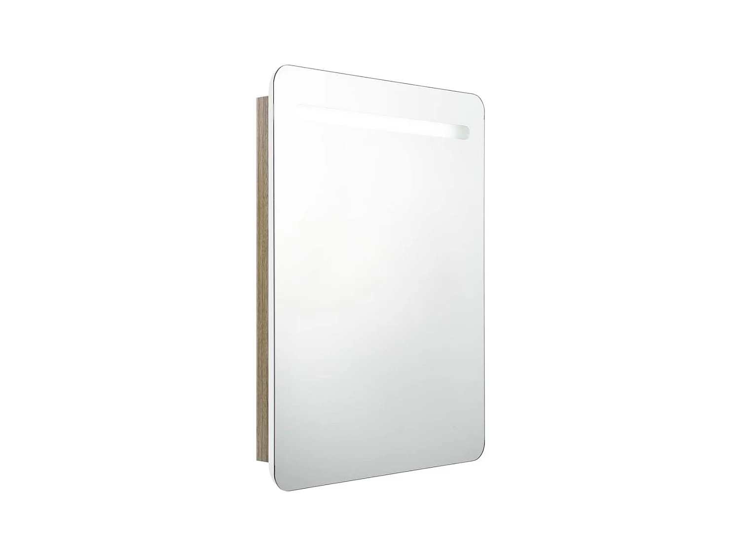 Armoire de salle de bain à miroir LED Blanc et chêne 60x11x80