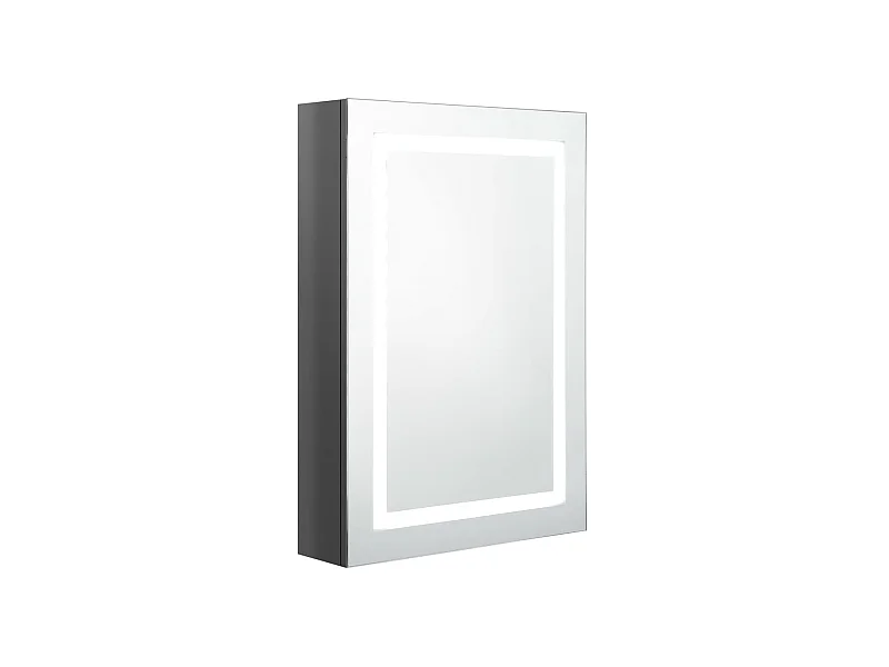 Armoire de salle de bain à miroir LED Gris brillant 50x13x70 2