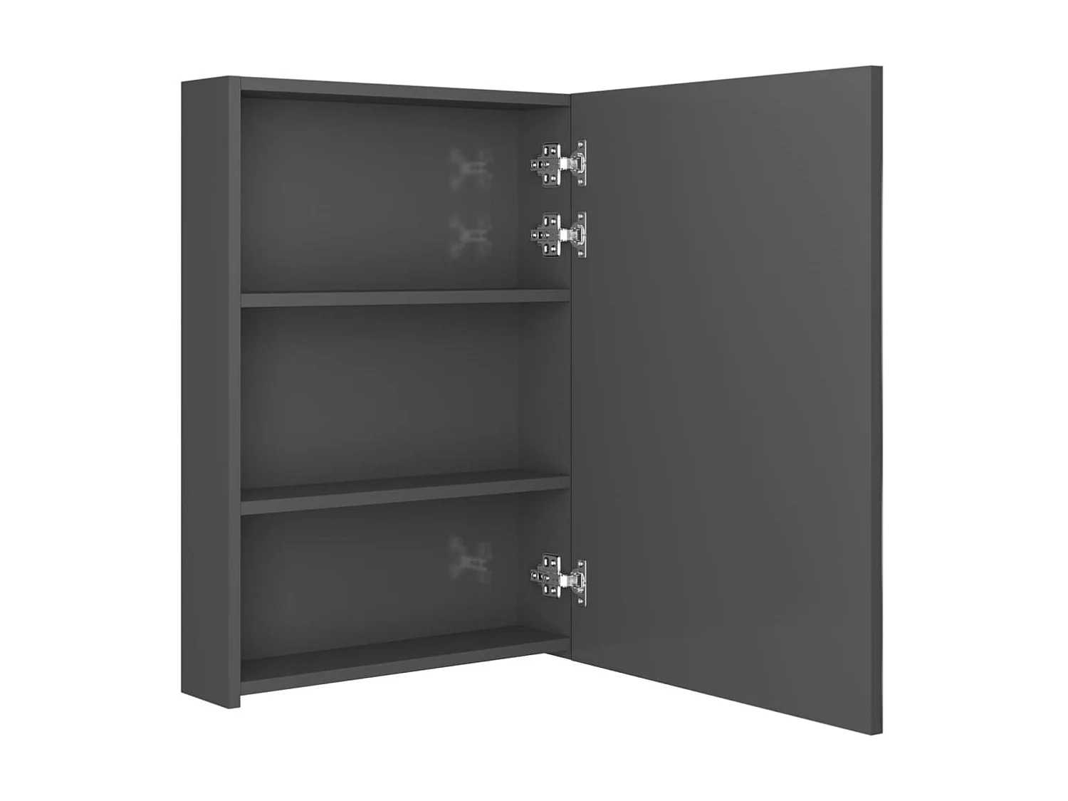 Armoire de salle de bain à miroir LED Gris brillant 50x13x70 2