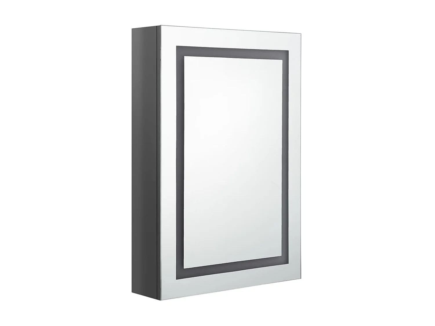 Armoire de salle de bain à miroir LED Gris brillant 50x13x70 2