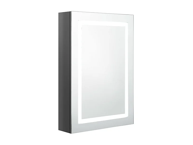 Armoire de salle de bain à miroir LED Gris brillant 50x13x70 2