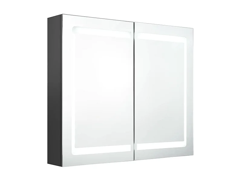 Armoire de salle de bain à miroir LED Gris 80x12x68