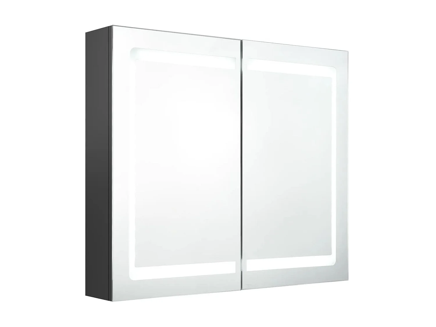 Armoire de salle de bain à miroir LED Gris 80x12x68