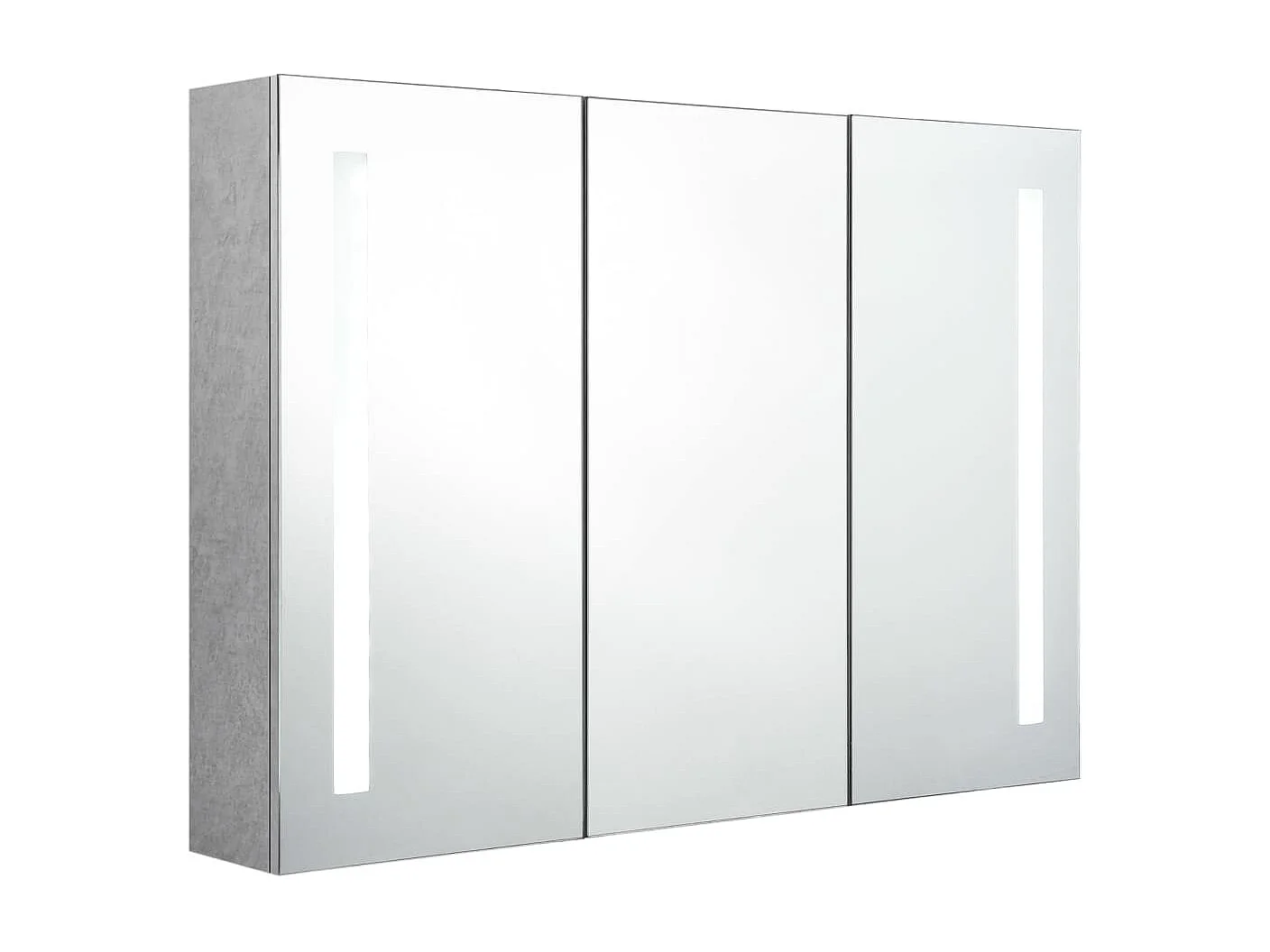 Armoire de salle de bain à miroir LED Gris béton 89x14x62