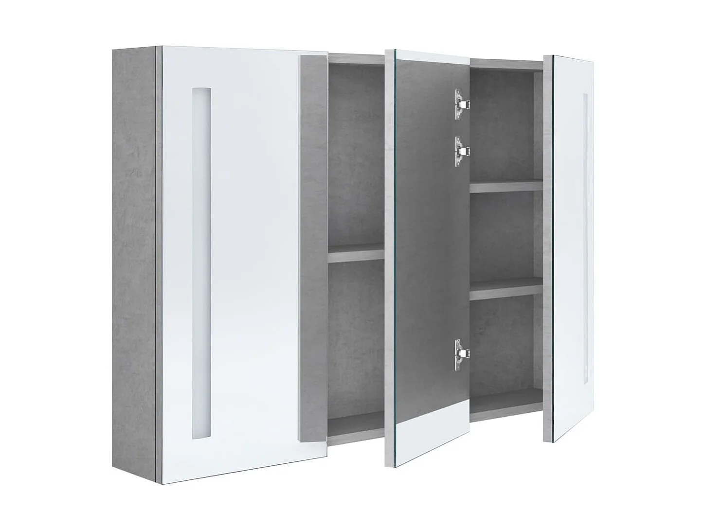 Armoire de salle de bain à miroir LED Gris béton 89x14x62