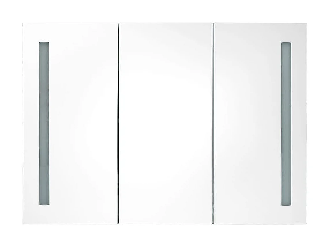 Armoire de salle de bain à miroir LED Gris béton 89x14x62