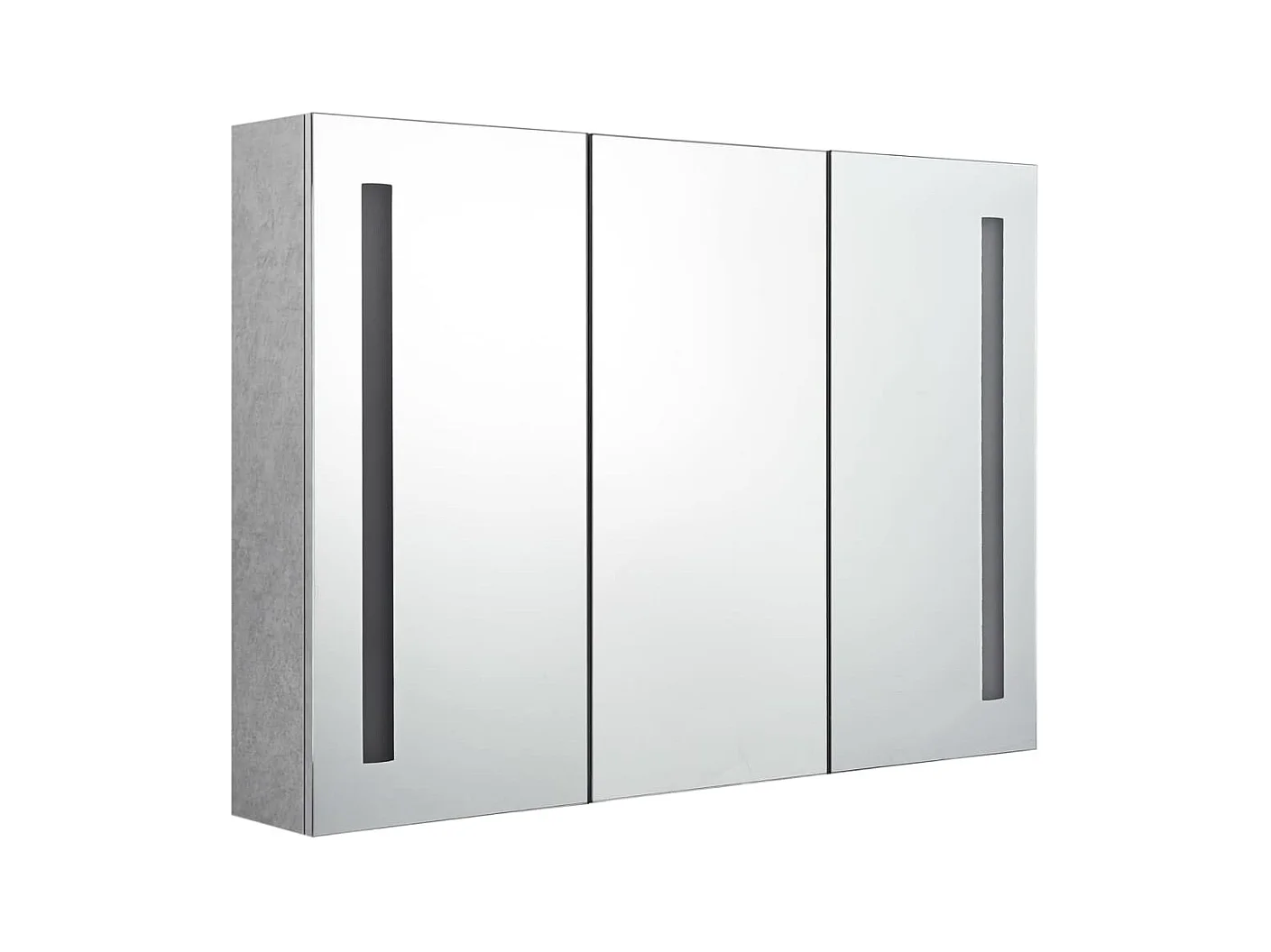Armoire de salle de bain à miroir LED Gris béton 89x14x62