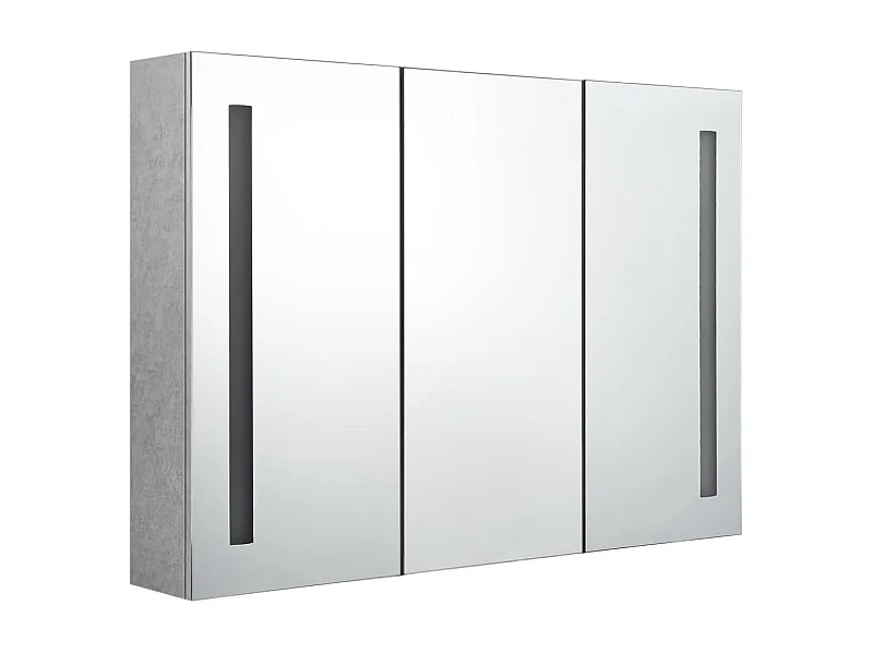 Armoire de salle de bain à miroir LED Gris béton 89x14x62