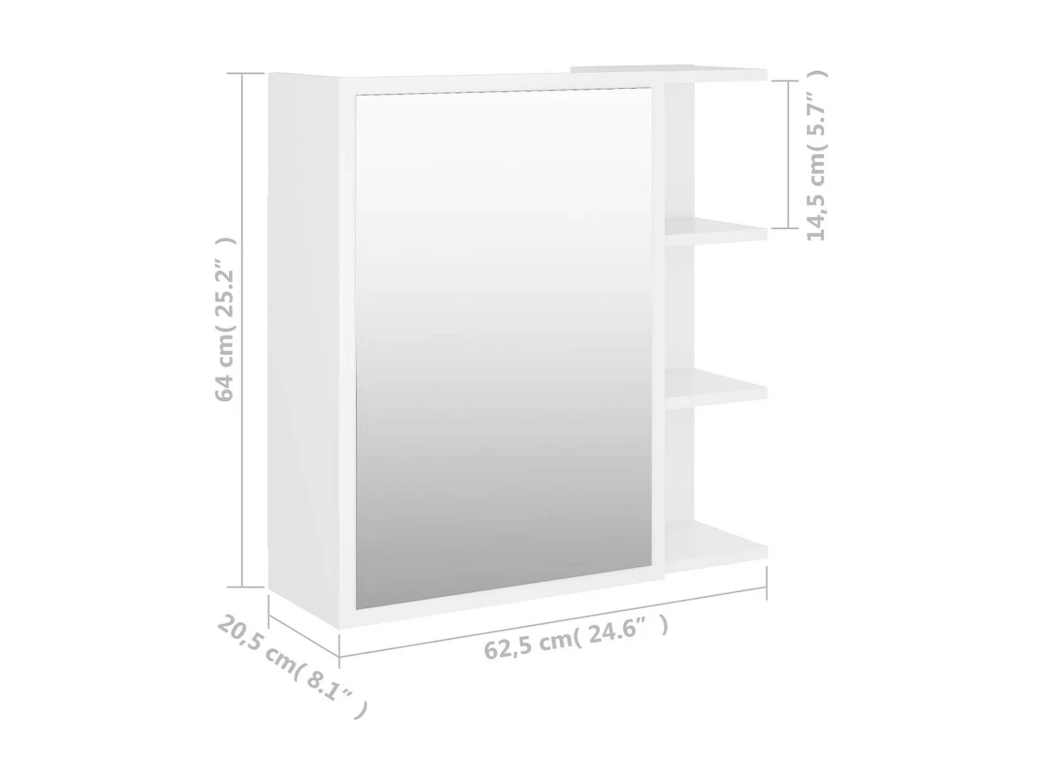 Armoire à miroir de bain Blanc 62,5x20,5x64