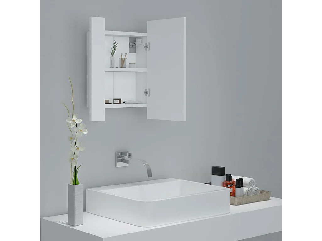 Armoire de salle de bain à miroir à LED Blanc 40x12x45
