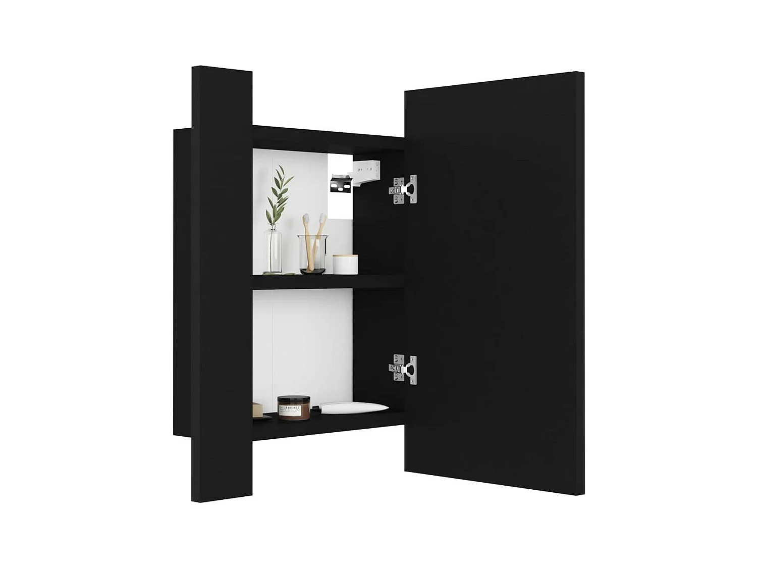 Armoire de salle de bain à miroir à LED Noir 40x12x45