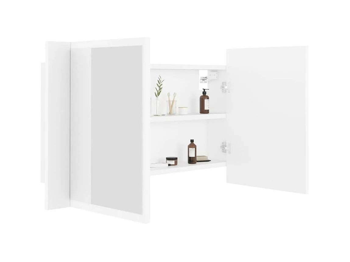 Armoire de salle de bain à miroir à LED Blanc 80x12x45