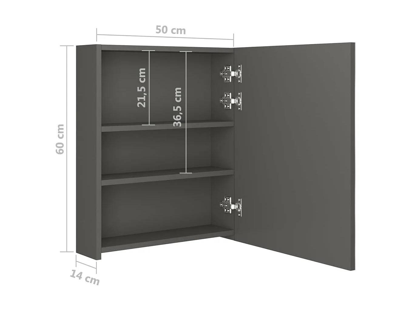 Armoire de salle de bain à miroir LED Anthracite 50x14x60