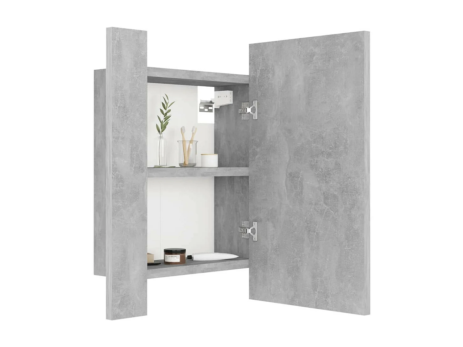 Armoire de salle de bain à miroir à LED Gris béton 40x12x45