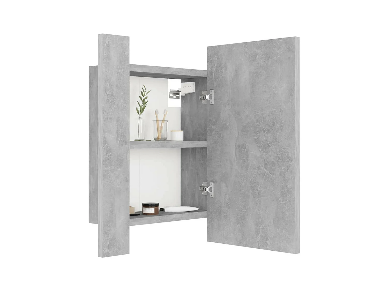 Armoire de salle de bain à miroir à LED Gris béton 40x12x45